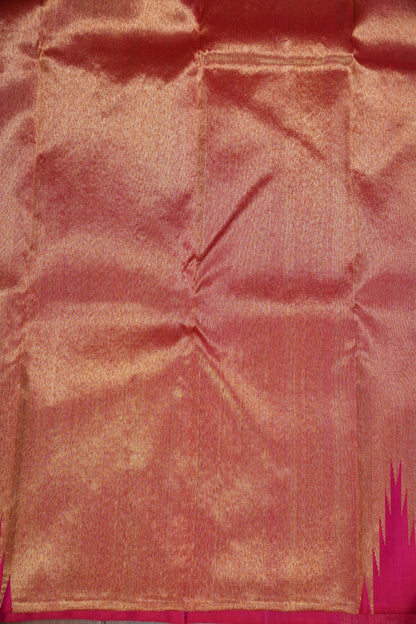 Hot Pink & Vermilion Orange Pure Kanchipuram Silk Saree | Silk Mark Certified