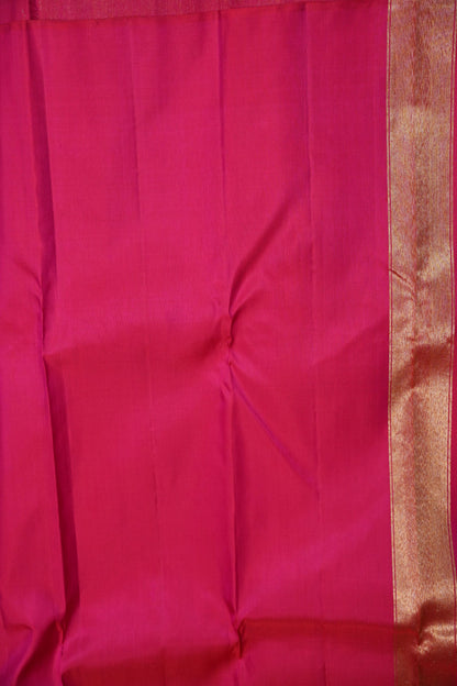 Hot Pink & Vermilion Orange Pure Kanchipuram Silk Saree | Silk Mark Certified