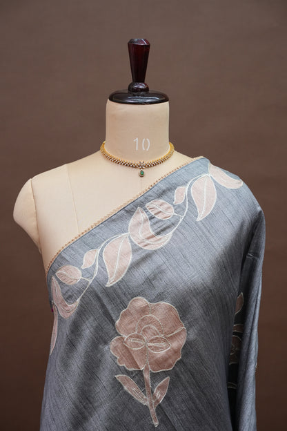 Semi Raw Silk - Silver Grey