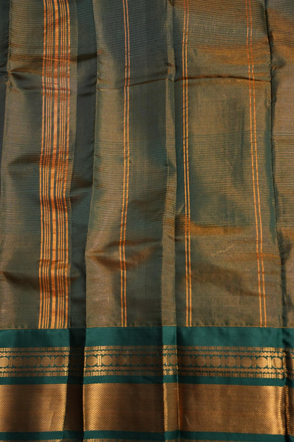 Tissue Mangalgiri Kuppadam Pattu Saree - Rust Orange and Green