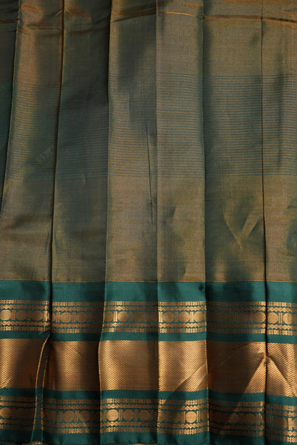 Tissue Mangalgiri Kuppadam Pattu Saree - Rust Orange and Green