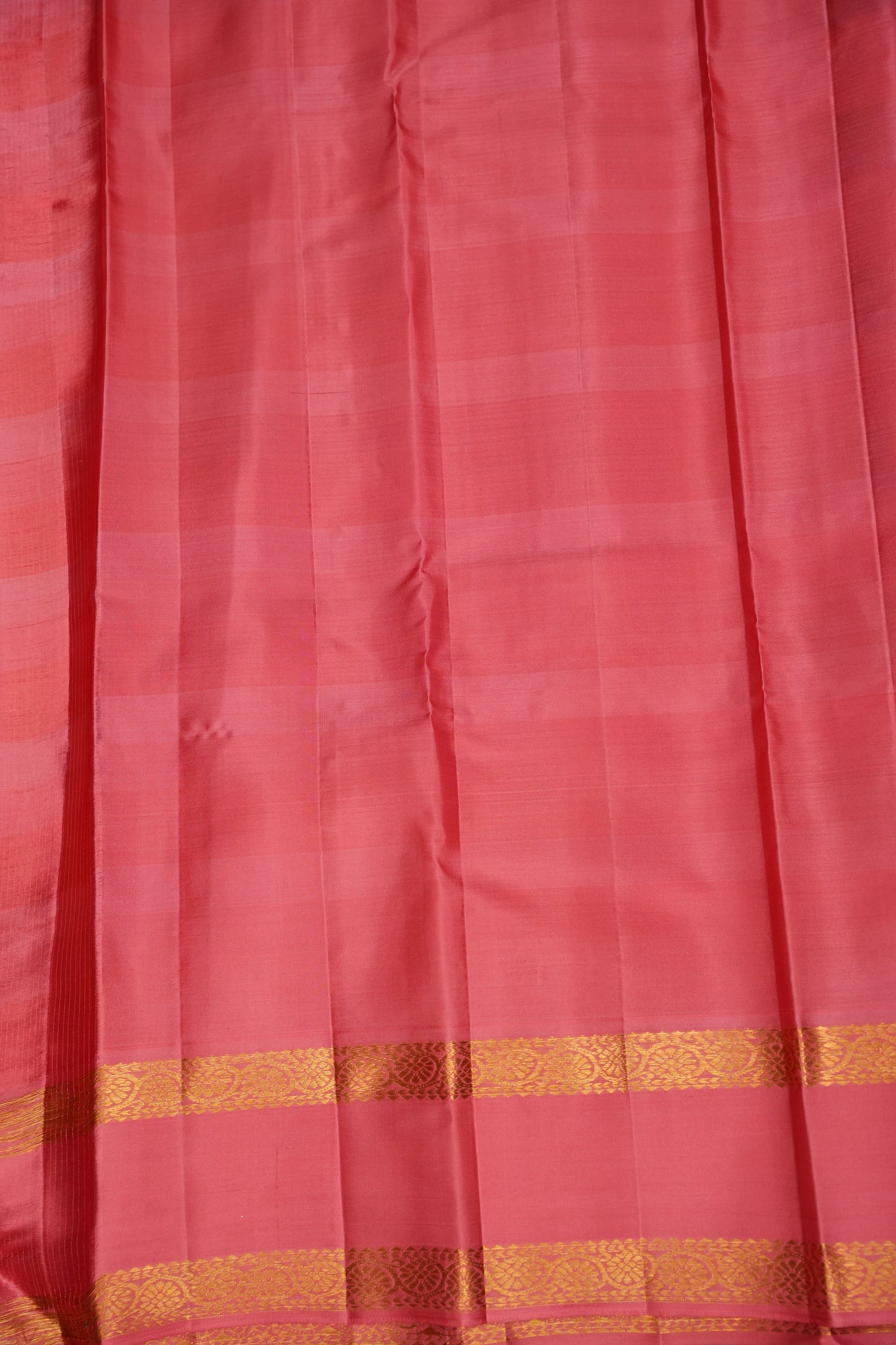 Peach Pink Checked Pure Kanchipuram Silk Saree | Silk Mark Certified