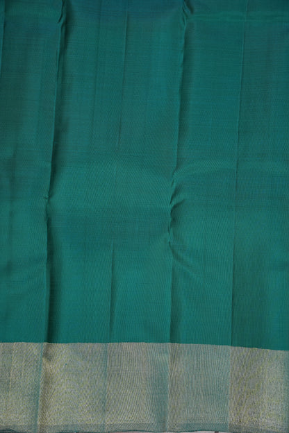 Teal Green & Royal Blue Geometric Pure Kanchipuram Silk Saree | Silk Mark Certified