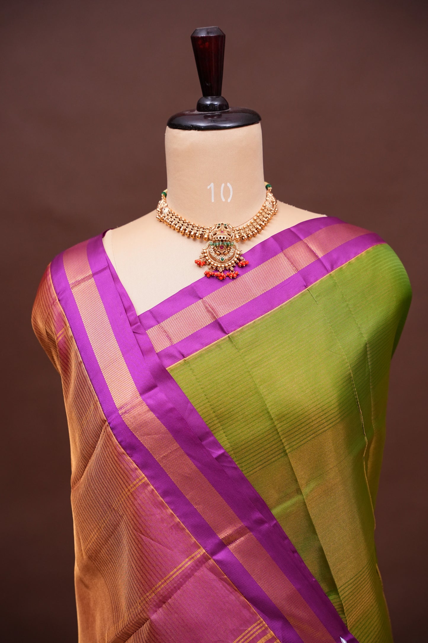 Tissue Mangalgiri Kuppadam Pattu Saree - Parrot Green and Pink