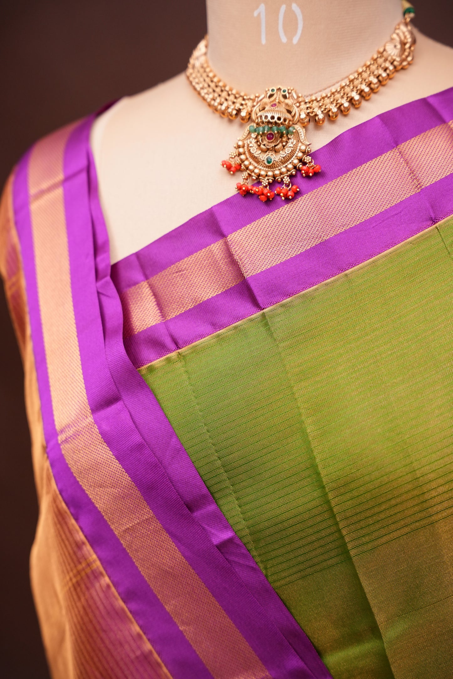 Tissue Mangalgiri Kuppadam Pattu Saree - Parrot Green and Pink