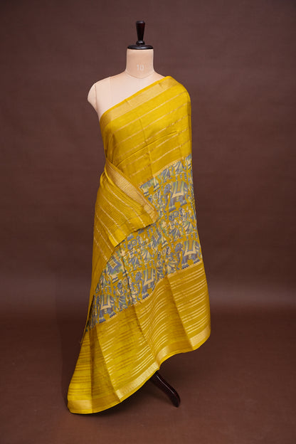 Crepe Silk Saree with Digital Kalamkari - Yellow
