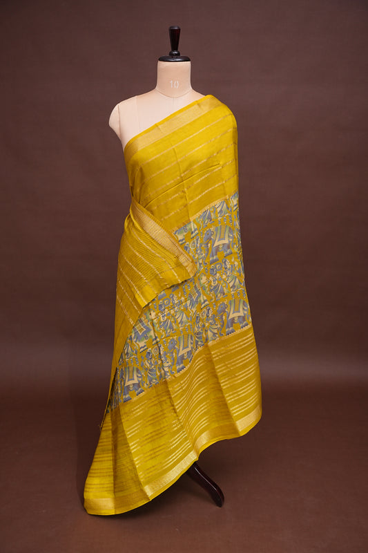 Crepe Silk Saree with Digital Kalamkari - Yellow