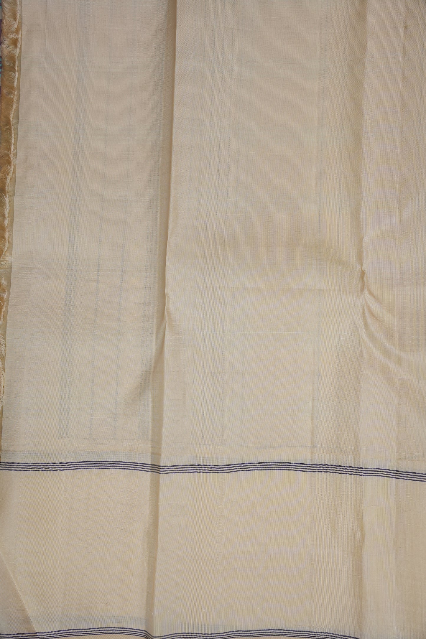 Purple Checks & Off-White Pure Kanchipuram Silk Saree | Silk Mark Certified