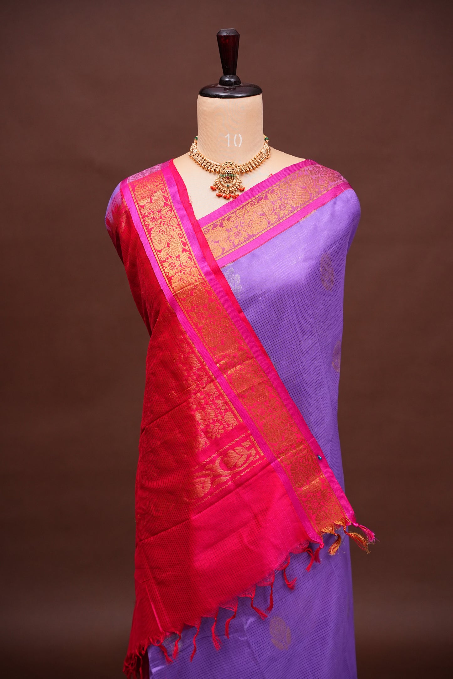 Mangalgiri Kuppadam Pattu Saree - Lavender & Pink