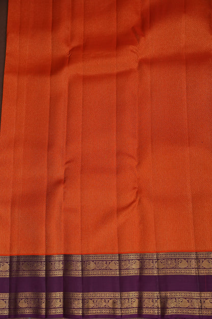 Vibrant Orange & Royal Purple Pure Kanchipuram Silk Saree | Silk Mark Certified