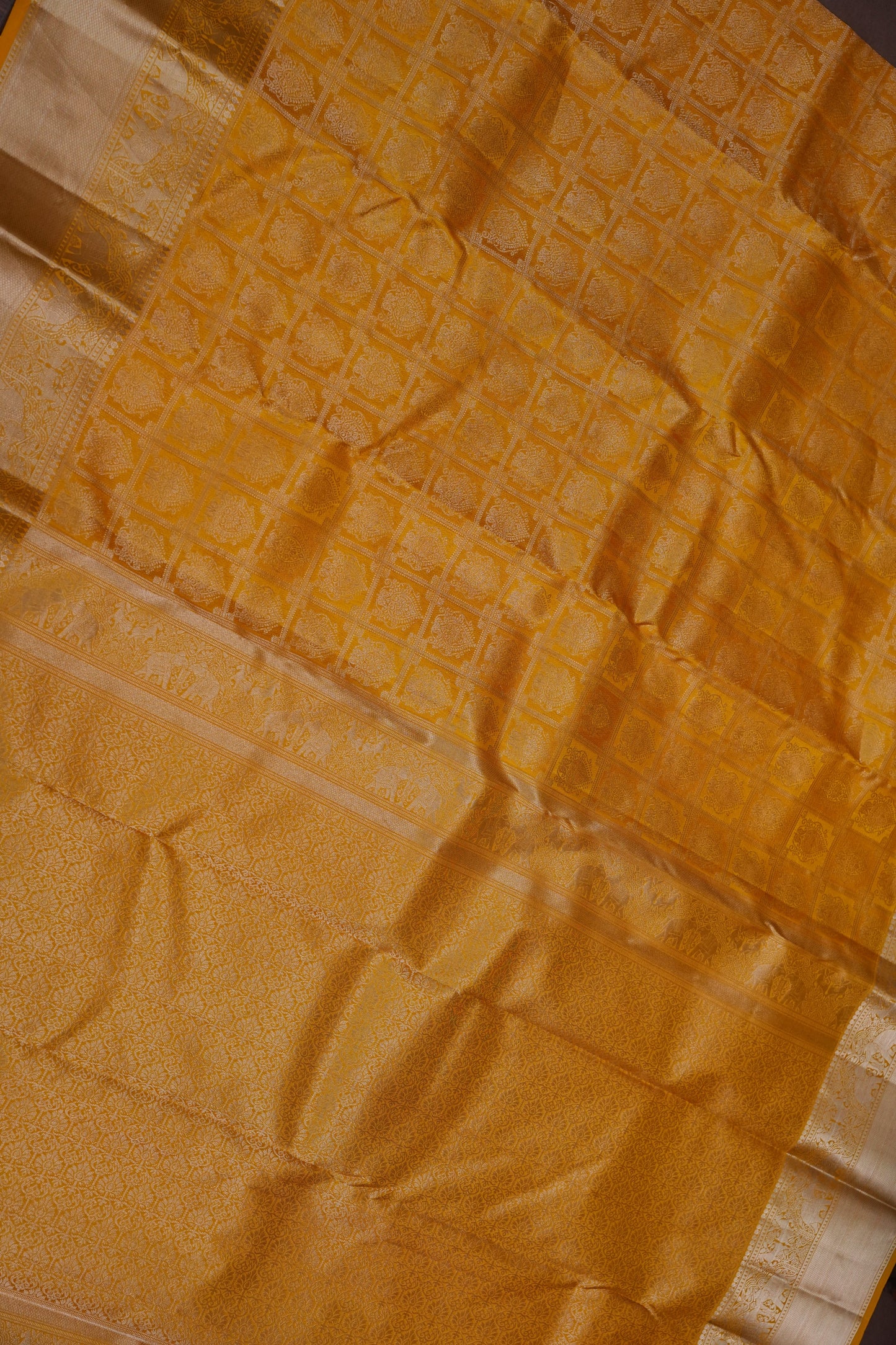 Radiant Mustard Yellow Pure Kanchipuram Silk Saree | Silk Mark Certified
