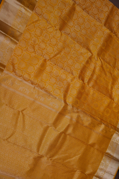 Radiant Mustard Yellow Pure Kanchipuram Silk Saree | Silk Mark Certified