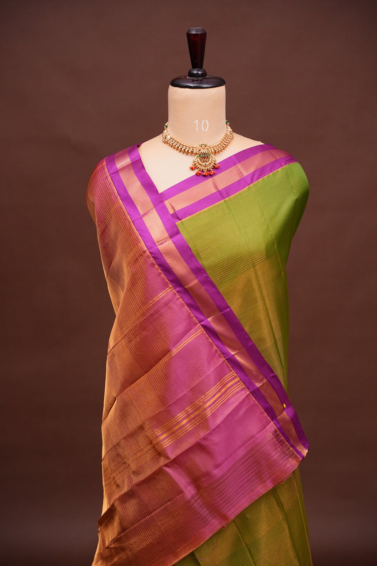 Tissue Mangalgiri Kuppadam Pattu Saree - Parrot Green and Pink