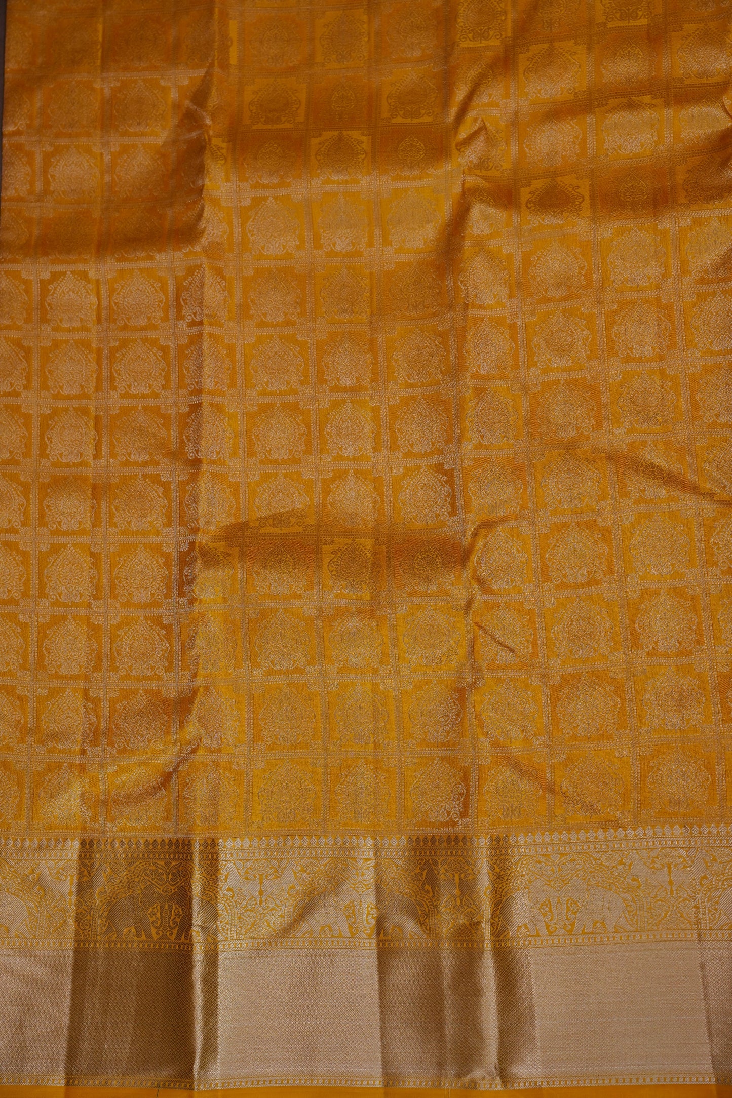 Radiant Mustard Yellow Pure Kanchipuram Silk Saree | Silk Mark Certified