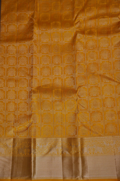 Radiant Mustard Yellow Pure Kanchipuram Silk Saree | Silk Mark Certified