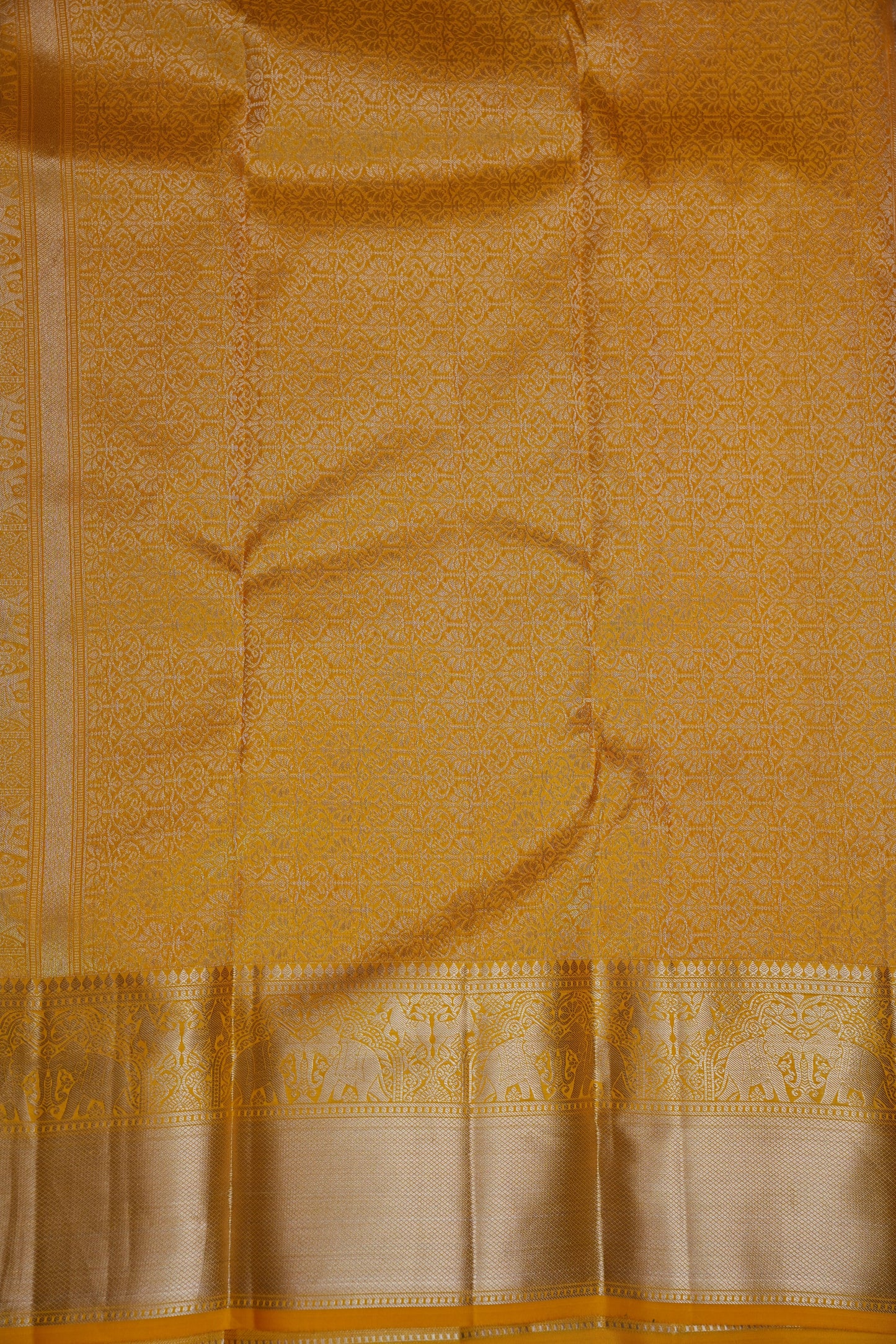 Radiant Mustard Yellow Pure Kanchipuram Silk Saree | Silk Mark Certified