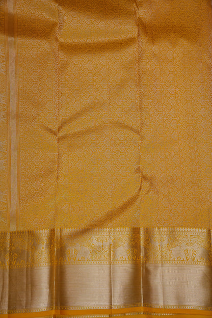Radiant Mustard Yellow Pure Kanchipuram Silk Saree | Silk Mark Certified