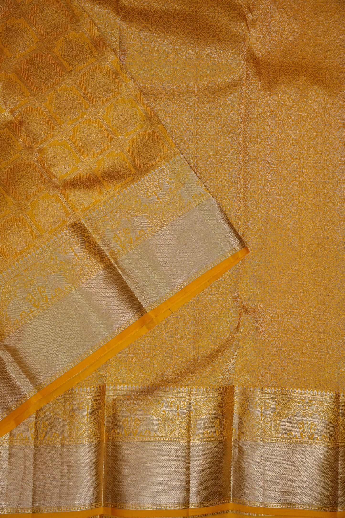 Radiant Mustard Yellow Pure Kanchipuram Silk Saree | Silk Mark Certified