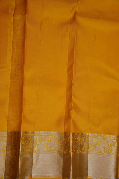 Radiant Mustard Yellow Pure Kanchipuram Silk Saree | Silk Mark Certified