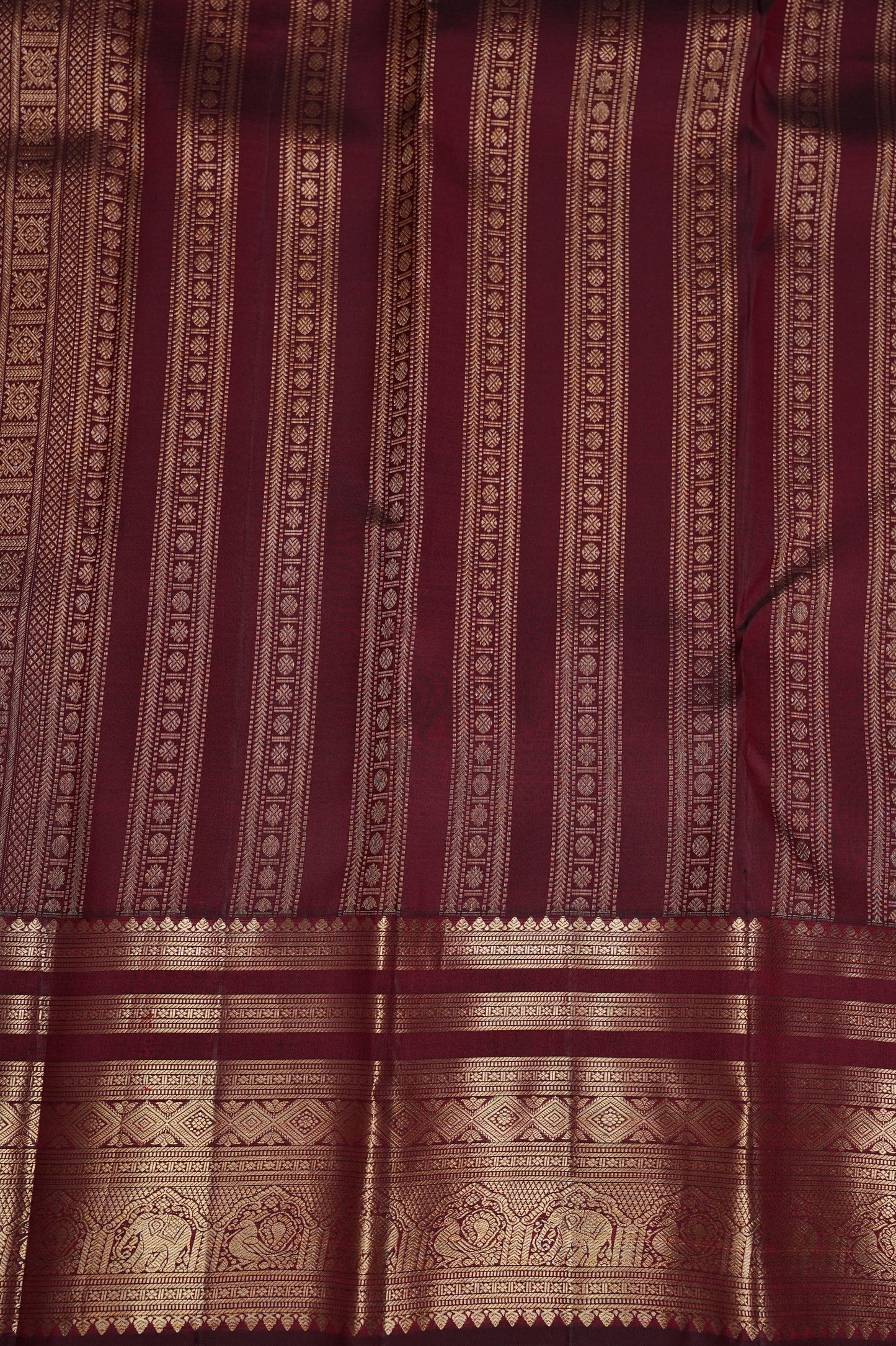 Baby Pink & Wine Pure Kanchipuram Silk Saree | Silk Mark Certified
