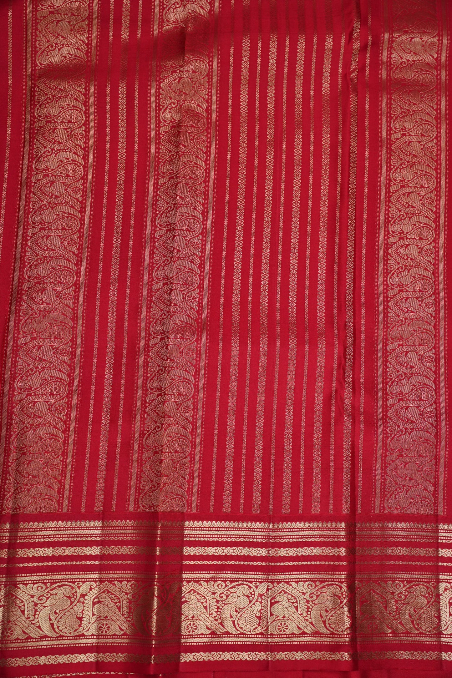 Ivory White & Deep Red Pure Kanchipuram Silk Saree | Silk Mark Certified