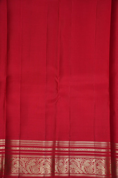 Ivory White & Deep Red Pure Kanchipuram Silk Saree | Silk Mark Certified
