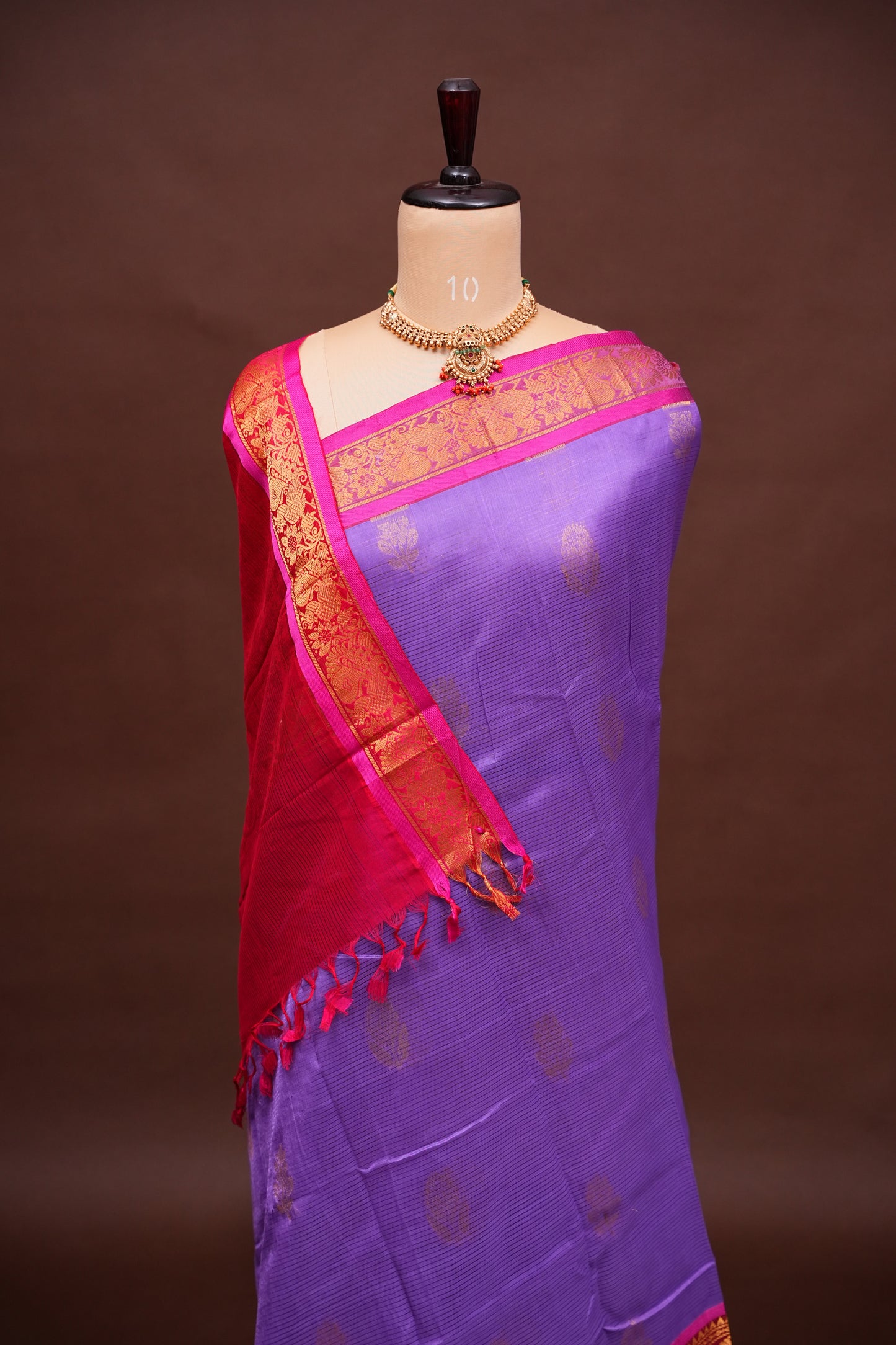 Mangalgiri Kuppadam Pattu Saree - Lavender & Pink