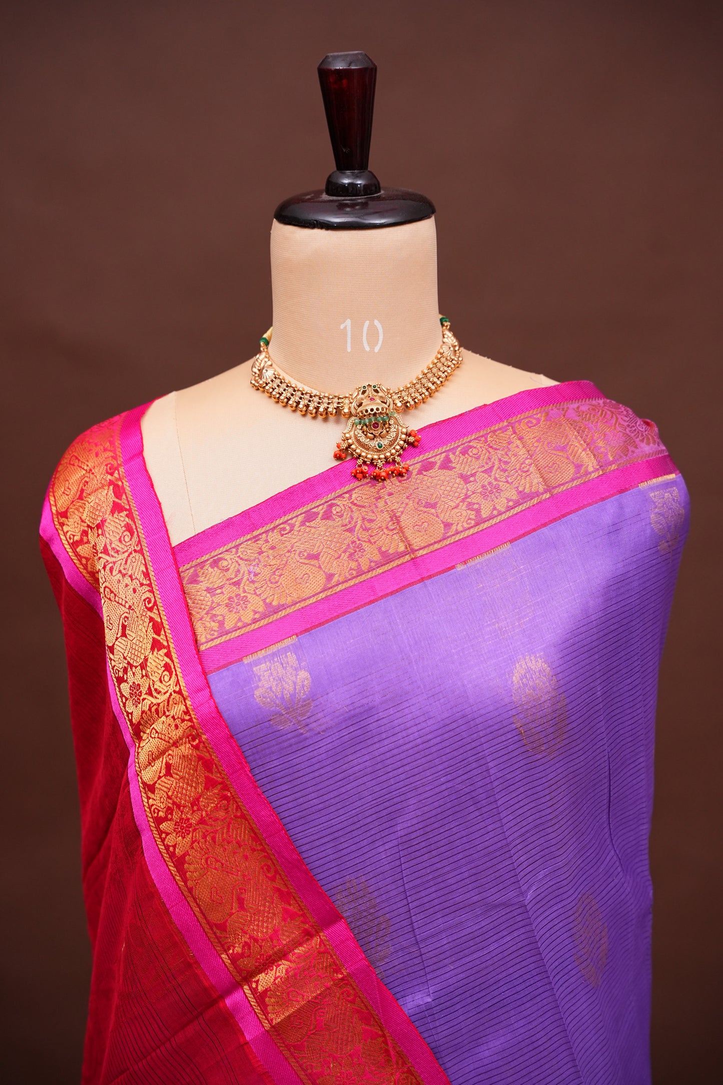 Mangalgiri Kuppadam Pattu Saree - Lavender & Pink