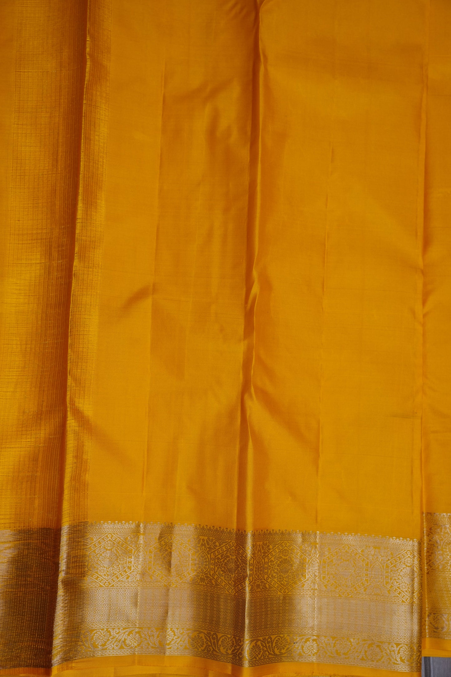 Mustard Yellow Pure Kanchivaram Silk Brocade Saree|Silk Mark Certified.