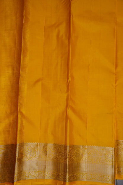 Mustard Yellow Pure Kanchivaram Silk Brocade Saree|Silk Mark Certified.