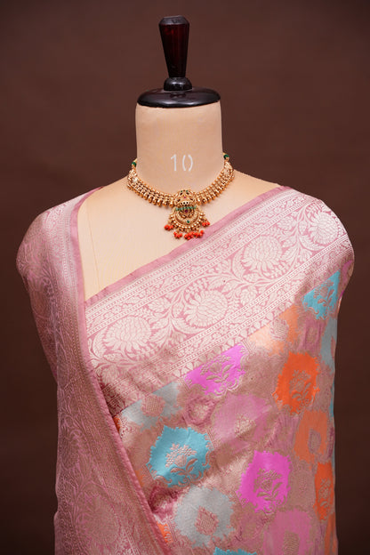 Rangkat Pure Silk Katan Banaras Saree-Nude Shade|Silk Mark Certified