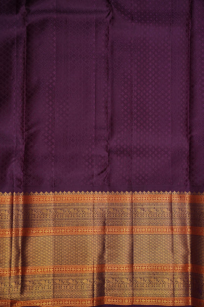 Baby Pink Pure Kanchipuram Silk Saree with Royal Violet Zari Border|Silk Mark Certified