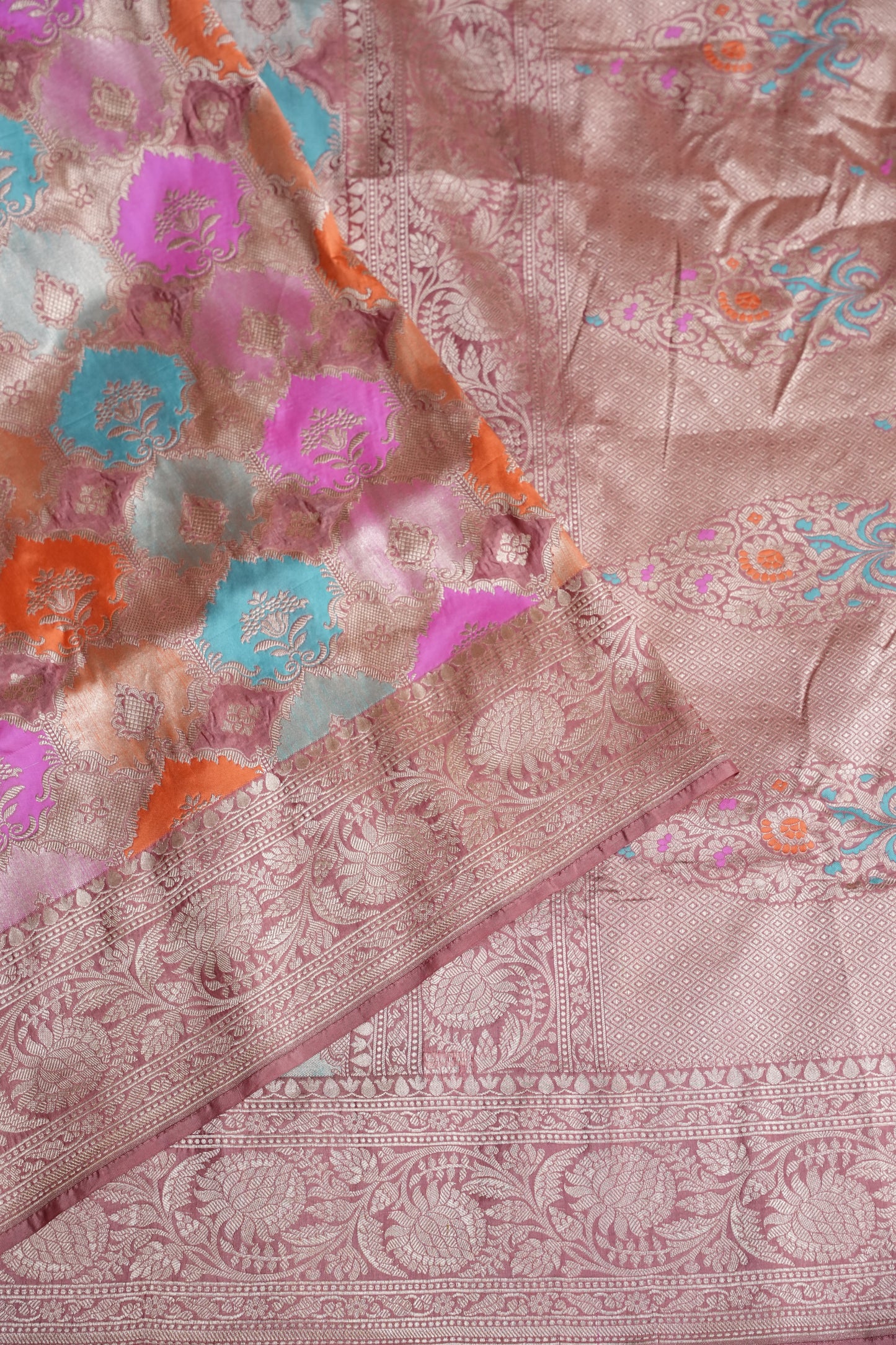 Rangkat Pure Silk Katan Banaras Saree-Nude Shade|Silk Mark Certified