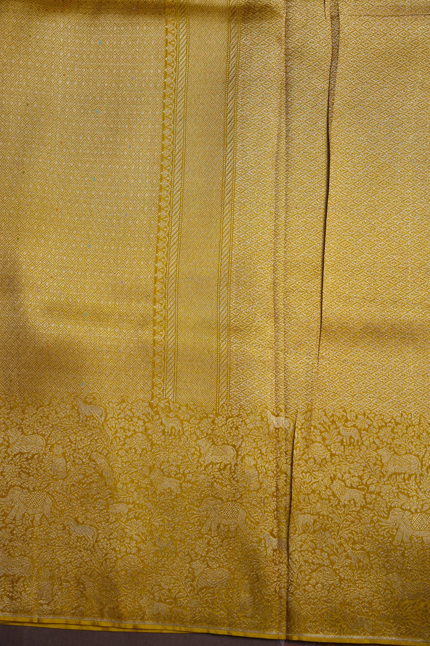 Shikargah Soft Banarasi Silk Saree–Yellow
