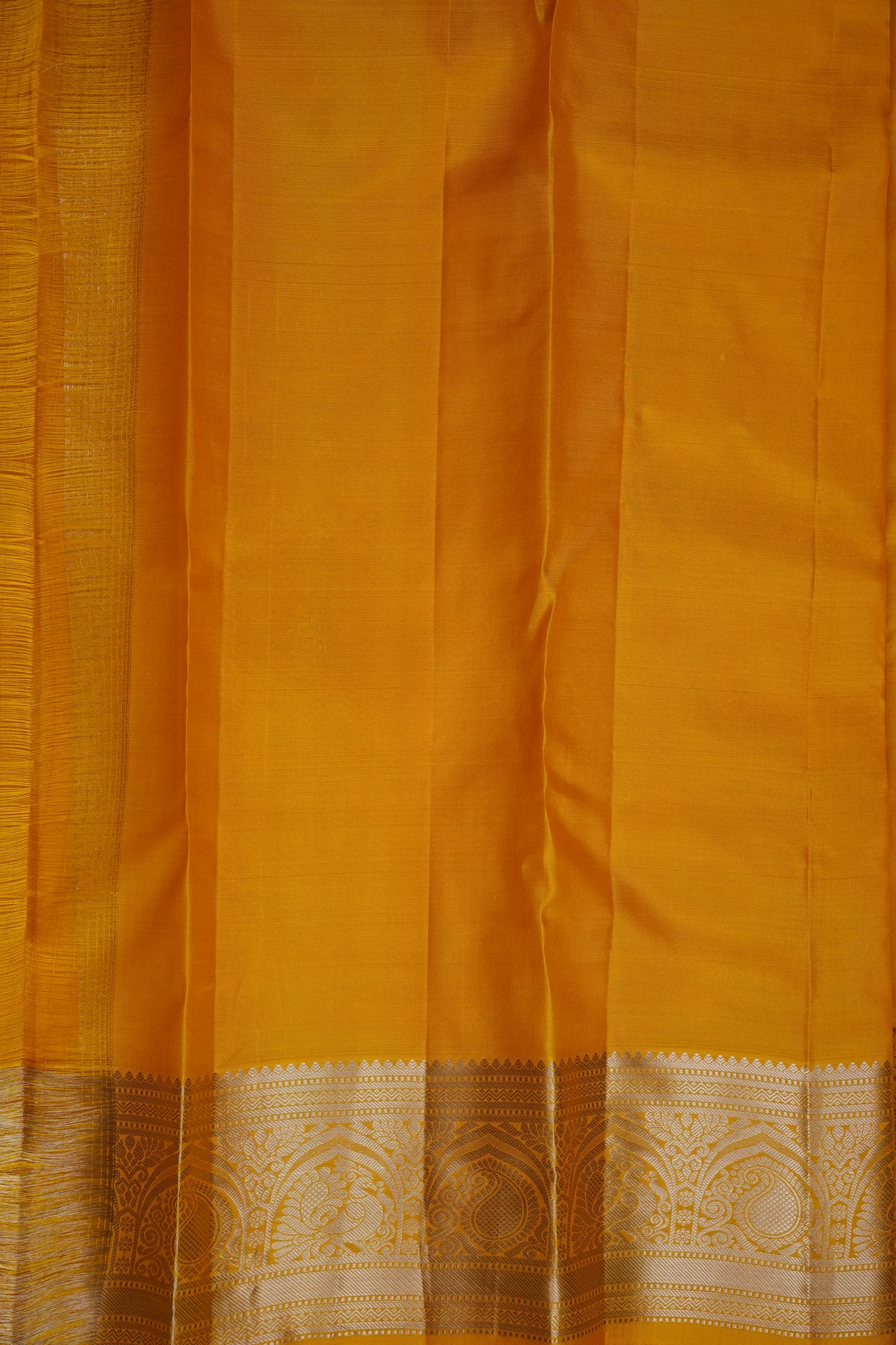 Mustard Gold Pure Kanchivaram Silk Saree|Silk Mark Certified.