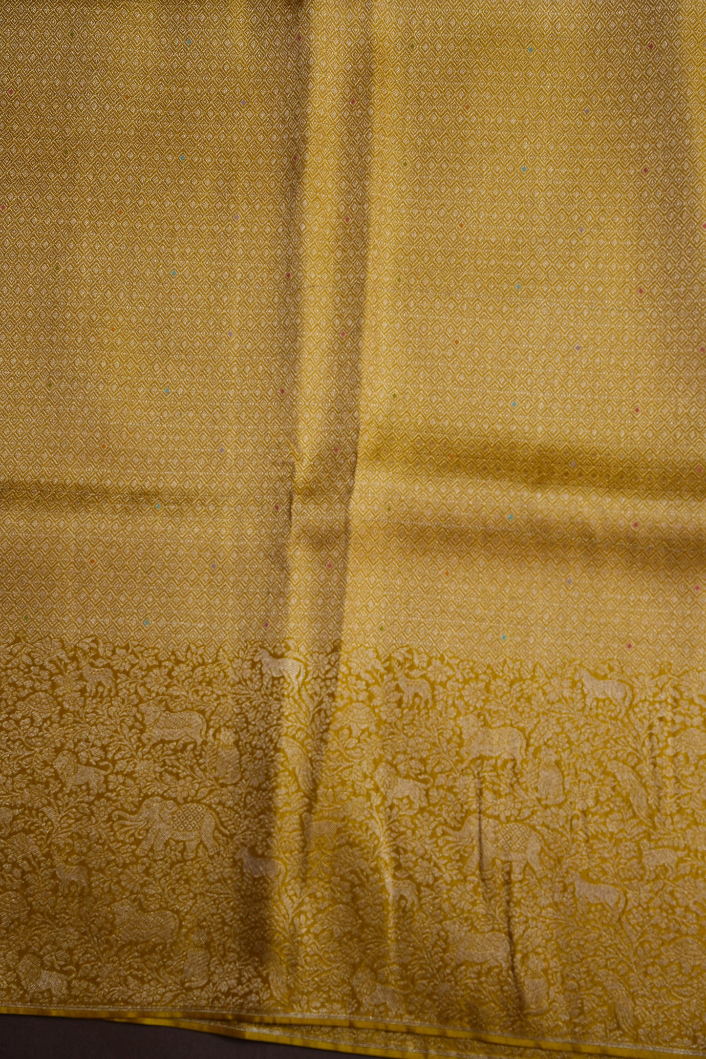 Shikargah Soft Banarasi Silk Saree–Yellow