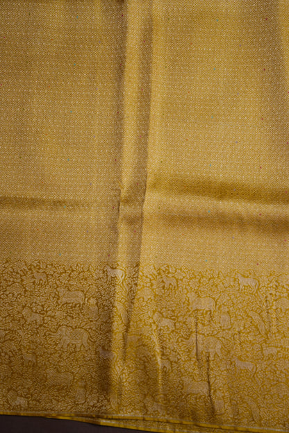 Shikargah Soft Banarasi Silk Saree–Yellow