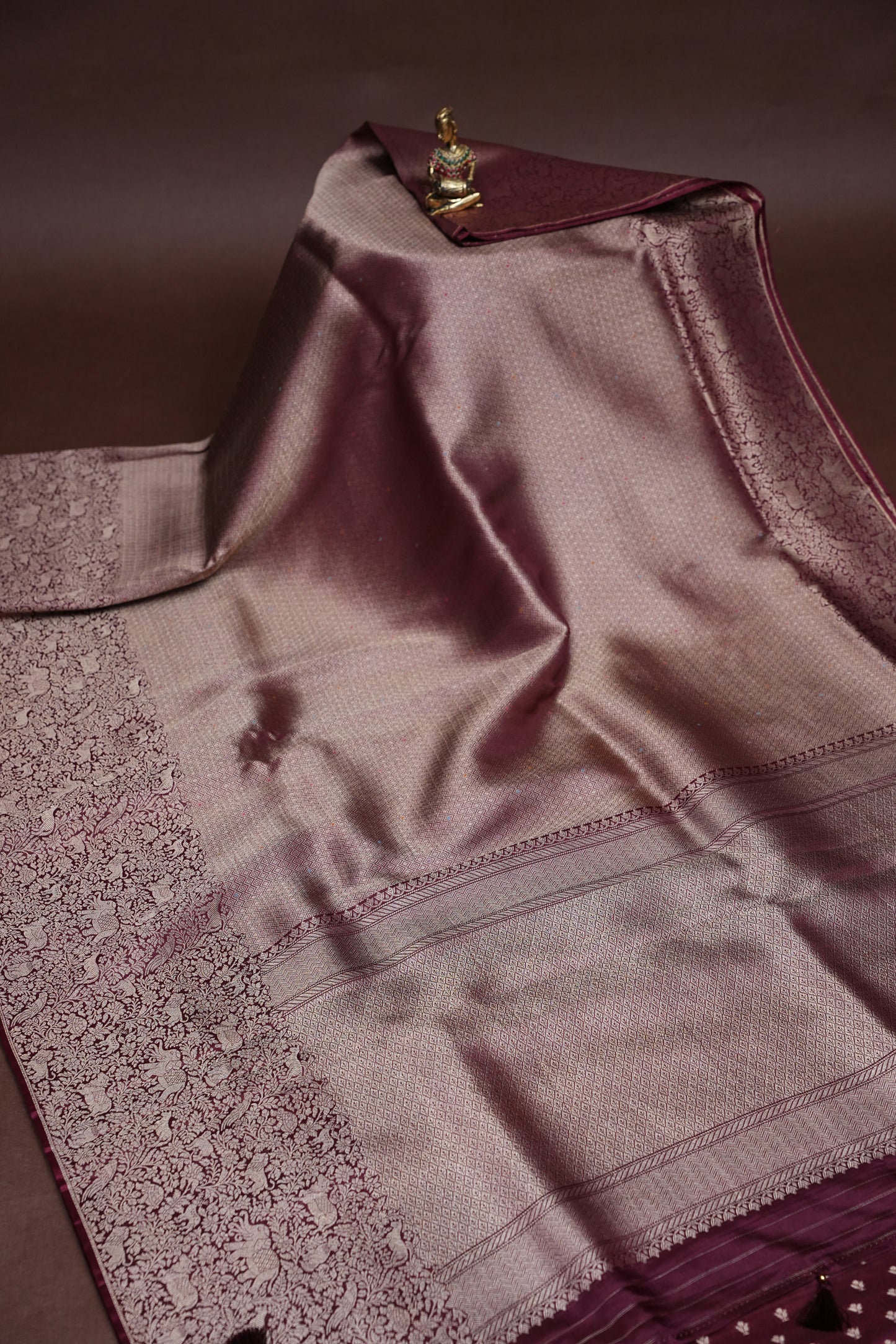 Shikargah Soft Banarasi Silk Saree–Wine