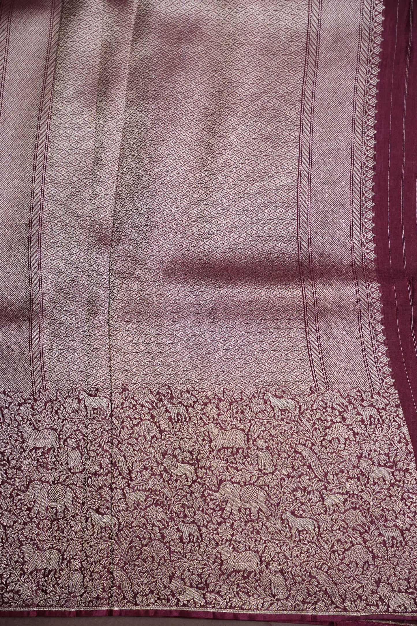 Shikargah Soft Banarasi Silk Saree–Wine