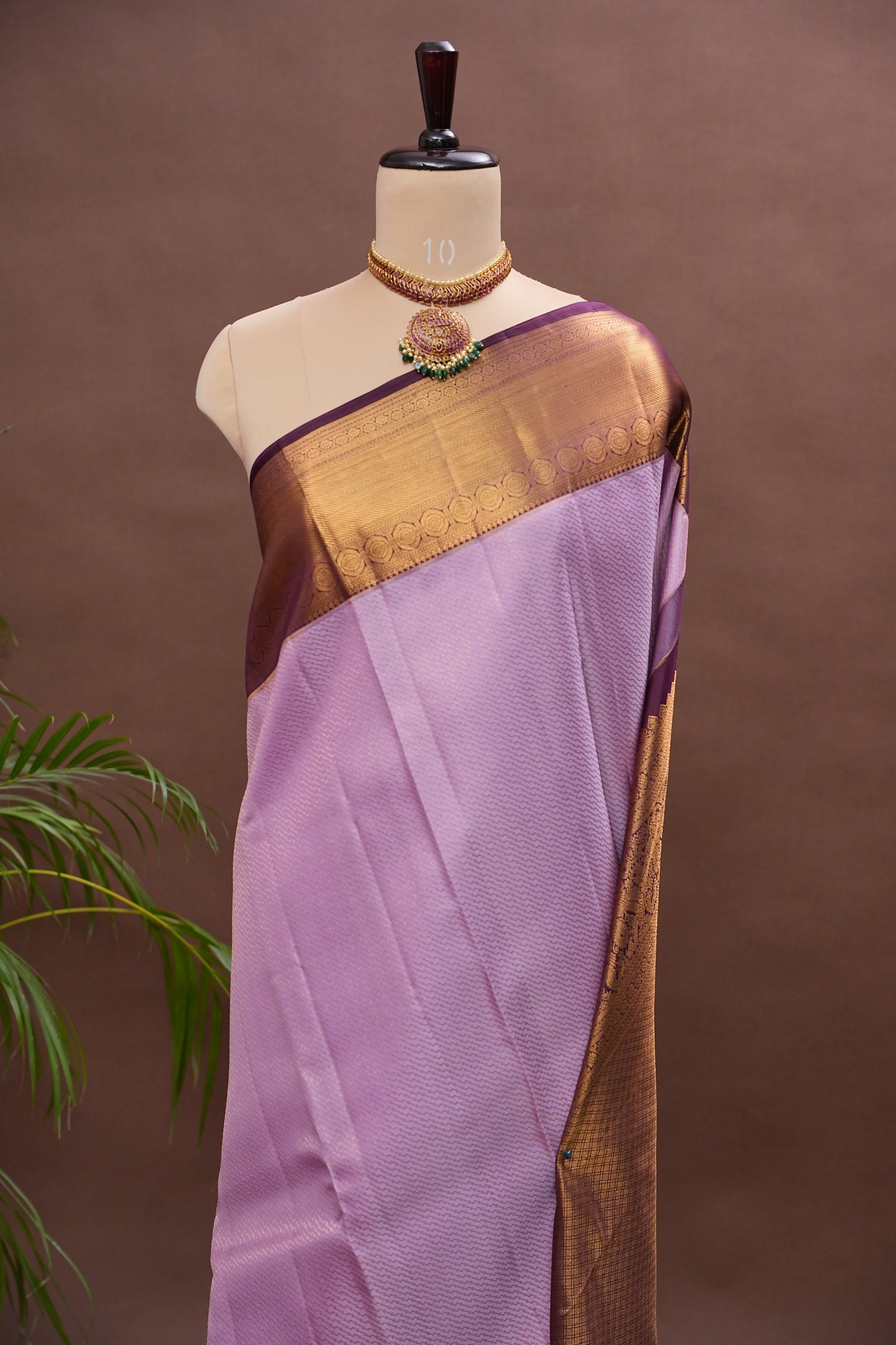 Lavender & Deep Violet Pure Kanchipuram Silk Saree | Silk Mark Certified