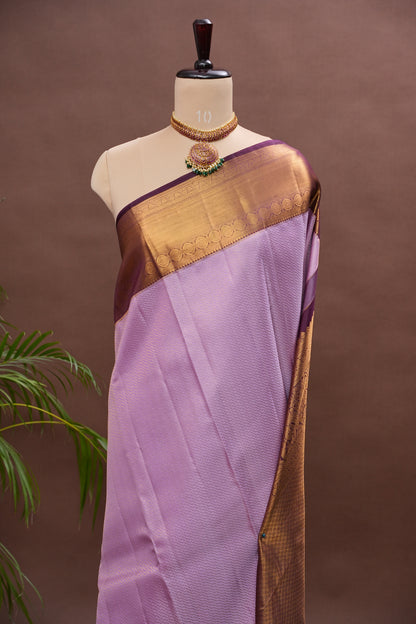 Lavender & Deep Violet Pure Kanchipuram Silk Saree | Silk Mark Certified
