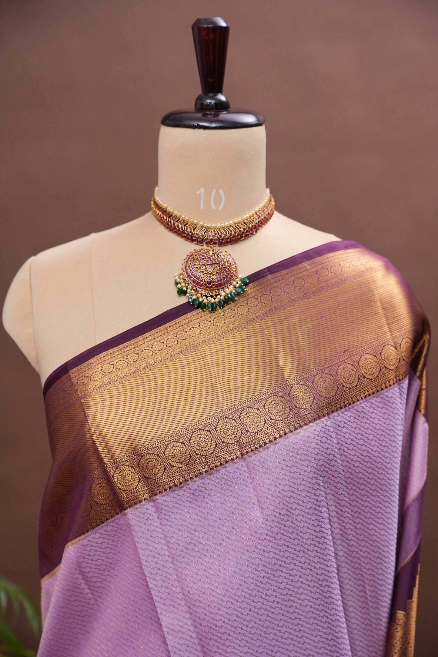 Lavender & Deep Violet Pure Kanchipuram Silk Saree | Silk Mark Certified