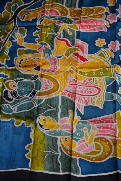 Purely Handpainted Batik Floral On Pure Tussar Silk Saree-Lavender|Silk Mark Certified