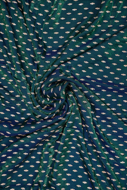 Dual Tone Peacock Blue & Emerald Green Party Wear Saree with Gold Stone Butta Work