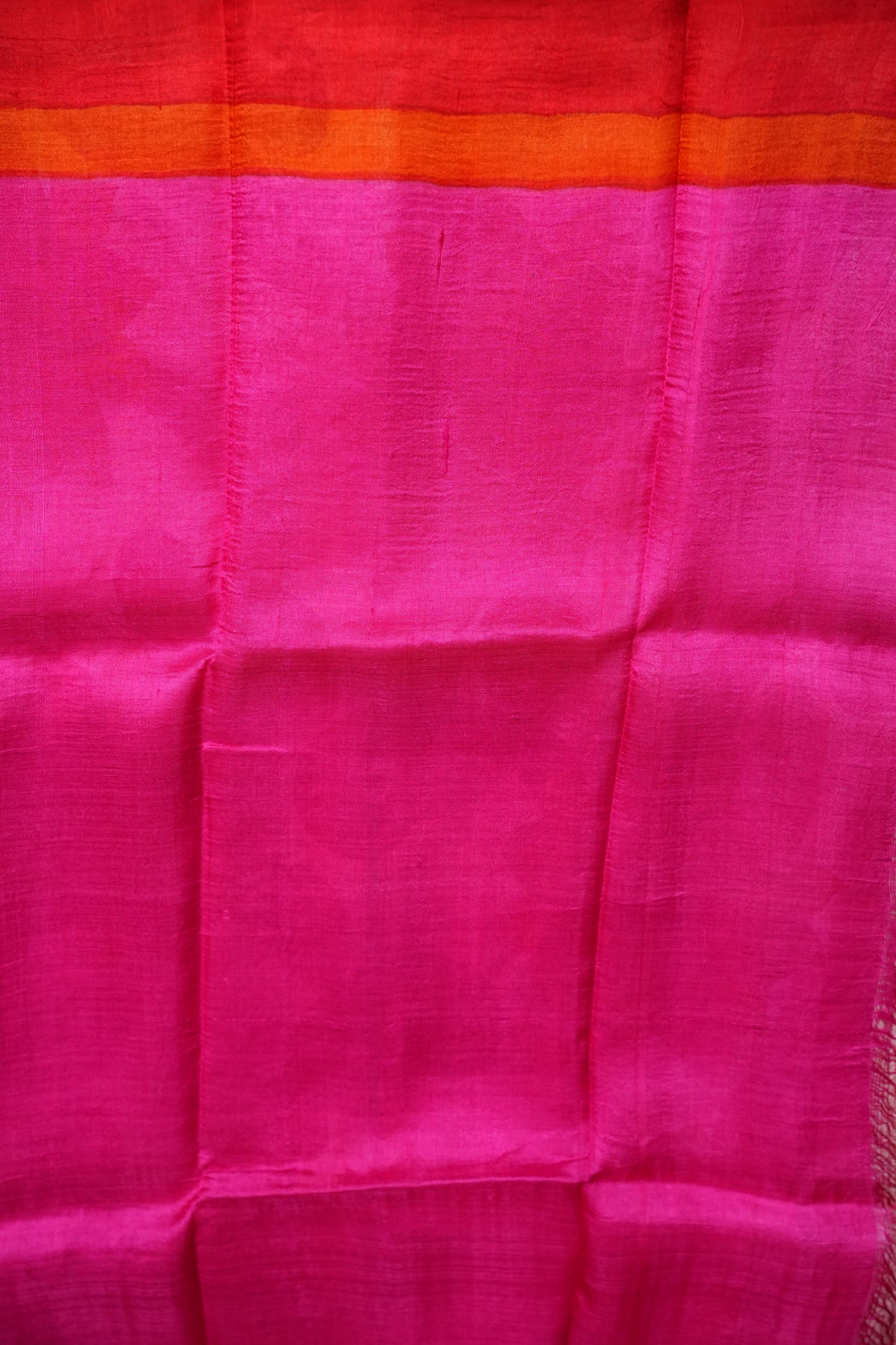 Purely Handpainted Floral On Pure Tussar Silk Saree-Baby Pink & Dark Pink|Silk Mark Certified