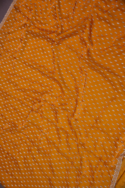 Mustard Gold Party Wear Saree with Gold Stone Butta & Embellished Border
