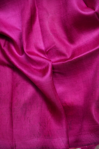 Purely Handpainted Pichwai On Pure Tussar Silk Saree-White & Pink|Silk Mark Certified
