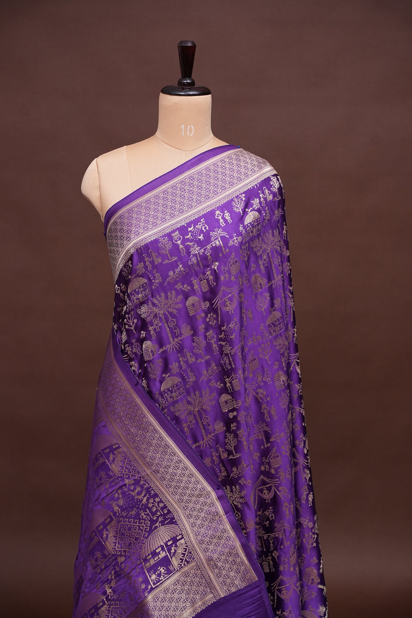 Banarasi Mashru Silk Saree - Purple