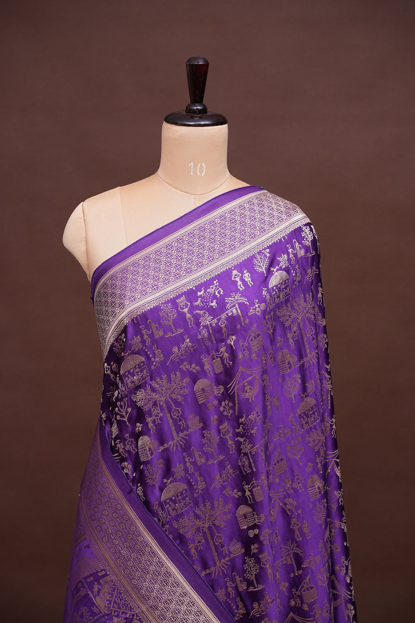 Banarasi Mashru Silk Saree - Purple