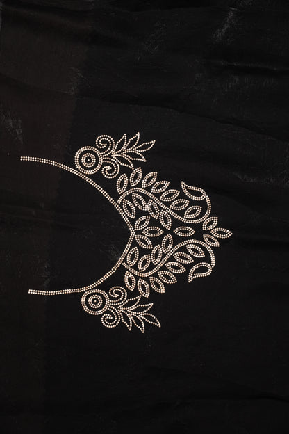 Elegant Black Party Wear Saree with Hand Embellished Border & Designer Motifs